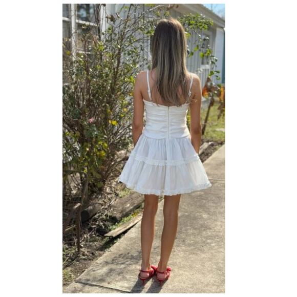 For Love & Lemons Whipped Cream Bow Detail Taffeta Minidress Size Small - Picture 2 of 16